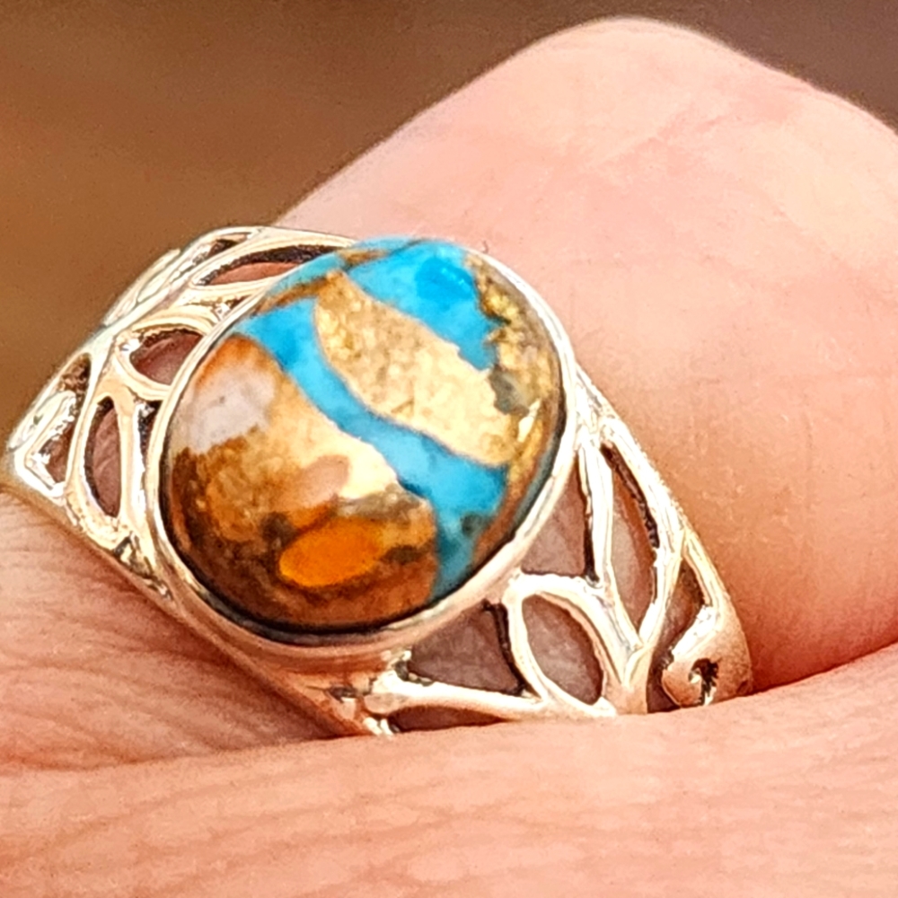 Copper Turquoise and Sterling Silver Ring NWOT